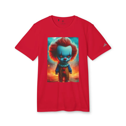 Adidas Unisex Halloween Pennywise Cute T-shirt in vibrant red, showcasing an adorable interpretation of Pennywise, ideal for celebrating Halloween with flair.