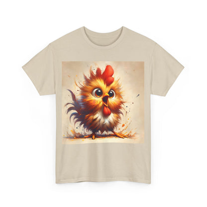Front view of the Explosive Joy Tee - Cartoon Bird Edition in beige, illustrating the delightful cartoon bird design that embodies joy and playfulness.