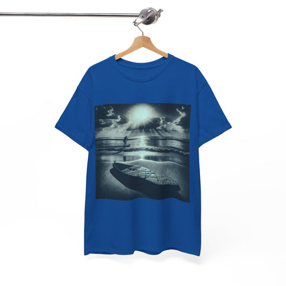 Elegant Paddle Board T-Shirt displaying a stunning paddleboarding scene, designed by Dazzling Dreams Studio for outdoor enthusiasts.