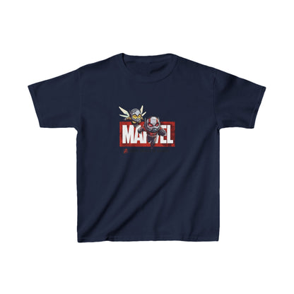 Unisex Kids Ant-Man Movie Cotton T-Shirt Tee Youths Childs in elegant navy with striking Ant-Man and Wasp design, ideal for stylish young adventurers.