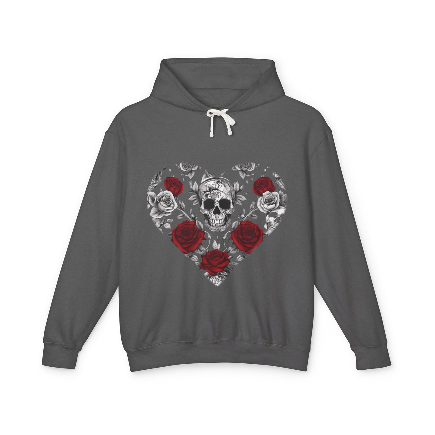 Unisex Lightweight Hooded Sweatshirt unique designer skull and roses