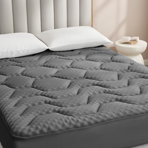 EHEYCIGA Memory Foam Mattress Topper Single Bed, Gel Mattress Pad with Extra Deep Pocket, Breathable Mattress Cover, 90x190x3cm, Dark Grey