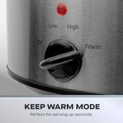 Daewoo 6.5L Slow Cooker – Large Family Size Electric Cooker with Removable Ceramic Pot & Glass Lid, 3 Heat Settings (Low, High, Keep Warm), Energy Efficient, Ideal for Stews & Curries, Black