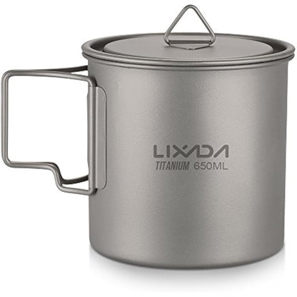 Lixada Titanium Camping cup with Hanging Handle UltraLight Outdoor Water Cup for Picnic, Hiking, Camping, Hiking 300ml / 350ml / 420ml / 550ml / 650ml / 750ml