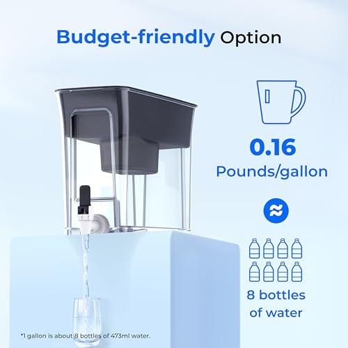 Waterdrop Water Filter Dispenser, 8.2L, Slim Water Filter Tank with 1 × 60 Days Filter, 200-Gallon Long-Life, Faster Filtration, Reduces Chlorine, PFOA/PFOS and More, BPA Free, Black