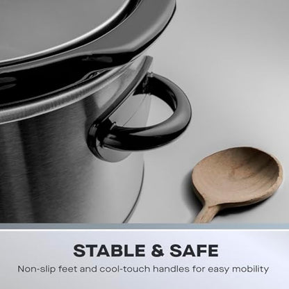 Daewoo 6.5L Slow Cooker – Large Family Size Electric Cooker with Removable Ceramic Pot & Glass Lid, 3 Heat Settings (Low, High, Keep Warm), Energy Efficient, Ideal for Stews & Curries, Black