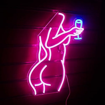 Lady Back Neon Sign Pink Woman Neon Lights Led Sexy Lady Led Sign Pink Light up for Bedroom Bar Man Cave Cafe Wall Decor for Party Decorations