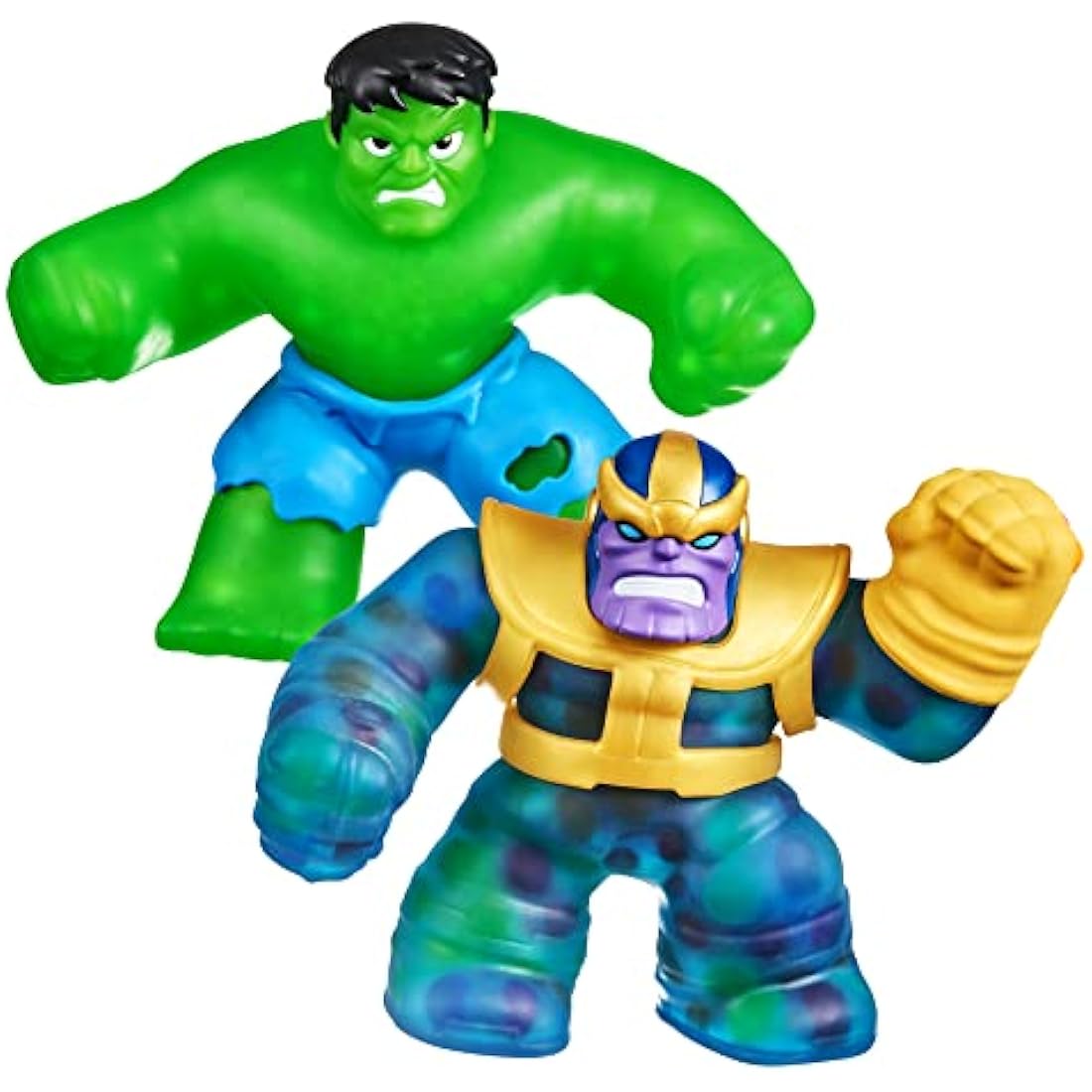 Heroes of Goo Jit Zu Marvel Versus Pack - Hulk vs Thanos, Squishy, Stretchy, Gooey Heroes, Perfect Christmas/Birthday Present For 4 To 8 Year Olds, Squishy, Stretchy Tactile Play