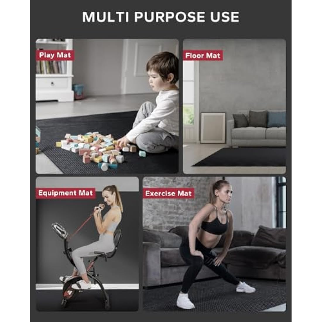 HAPBEAR Large Exercise Mat, 183×122cm/ 213×152cm×8mm, Non-Slip, Ultra Durable, Large Yoga Mat for Home Gym, Fitness, Yoga, Pilates, Stretching, Push-ups, Gymnastics
