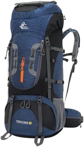 Bseash 80L Waterproof Hiking Camping Backpack with Rain Cover, Large Capacity Outdoor Sport Travel Daypack Rucksack for Climbing Skiing