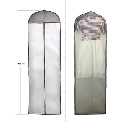 TUKA 71" Breathable Garment Cover High Quality, 180 x 58 cm Wedding Gown Dress Clothes Bag, for Wedding Dress evening dress, suit coat, long clothes. Long Zip. White with Black Cover TKB1005 Black