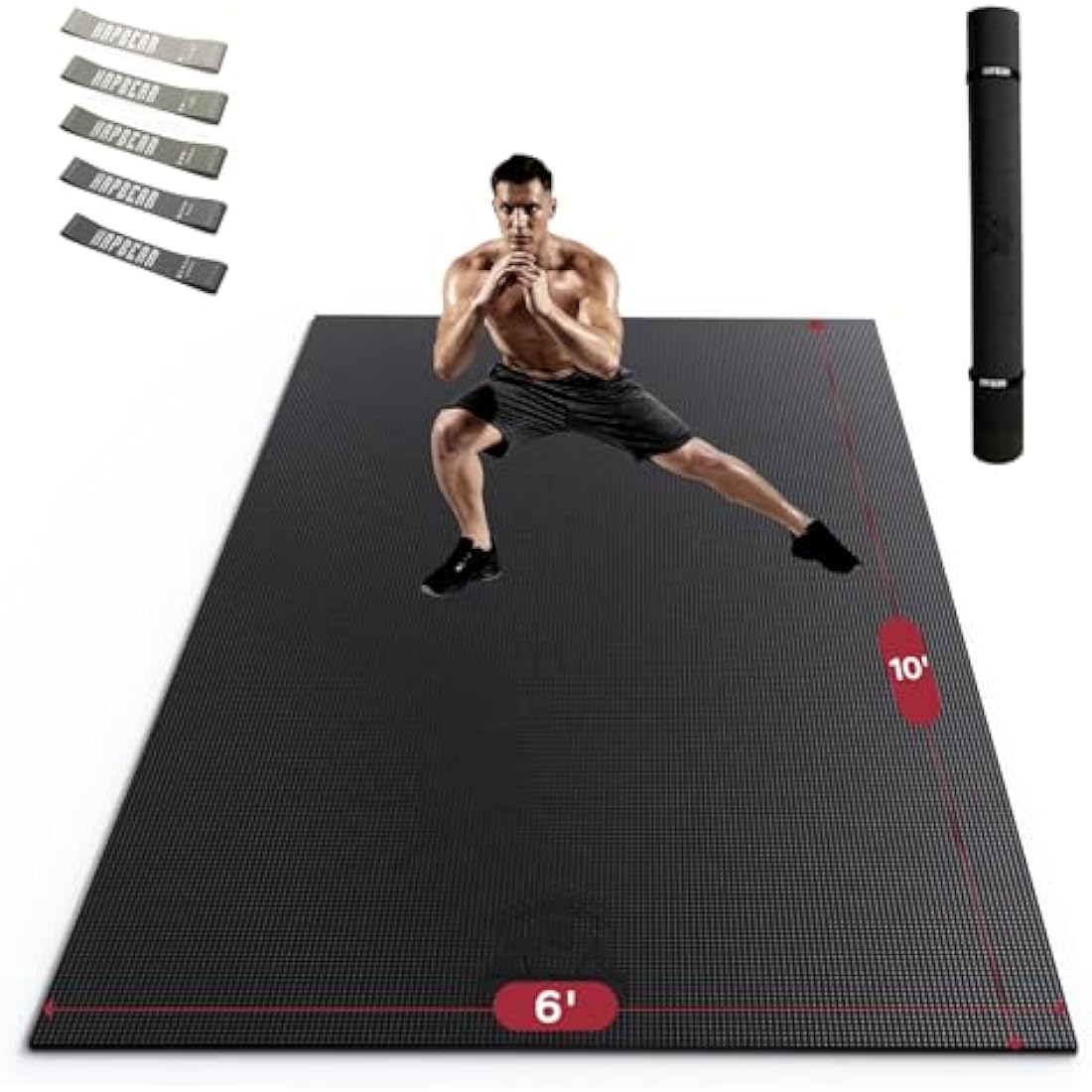 HAPBEAR Large Exercise Mat, 183×122cm/ 213×152cm×8mm, Non-Slip, Ultra Durable, Large Yoga Mat for Home Gym, Fitness, Yoga, Pilates, Stretching, Push-ups, Gymnastics