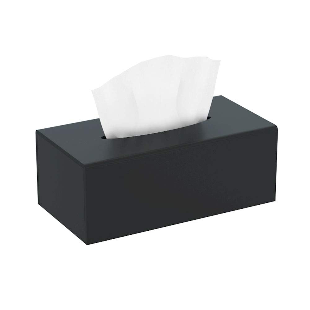 HIIMIEI Acrylic Tissue Box Cover Black Tissue Holder Napkin Dispenser for Home Office Restaurant - Black