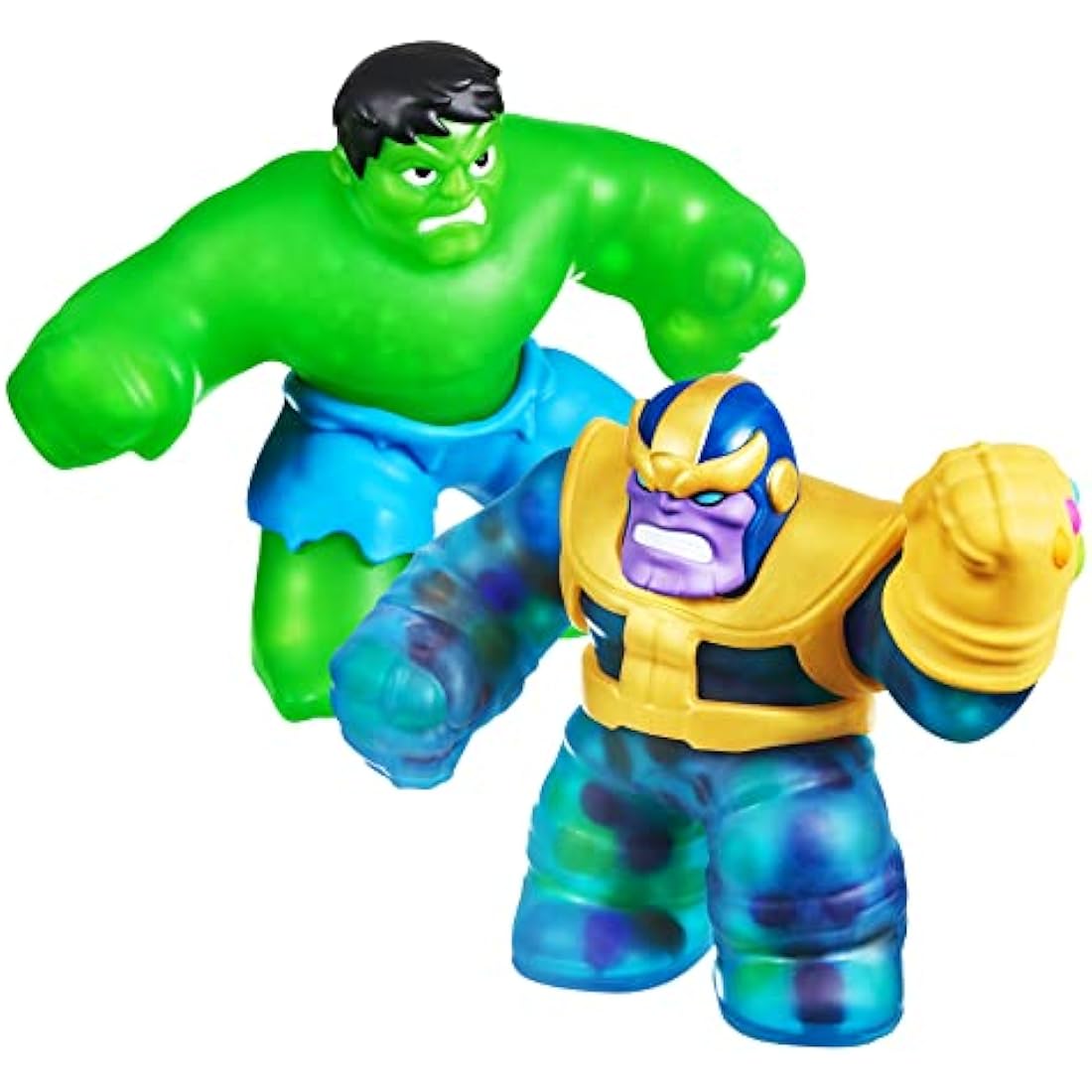 Heroes of Goo Jit Zu Marvel Versus Pack - Hulk vs Thanos, Squishy, Stretchy, Gooey Heroes, Perfect Christmas/Birthday Present For 4 To 8 Year Olds, Squishy, Stretchy Tactile Play