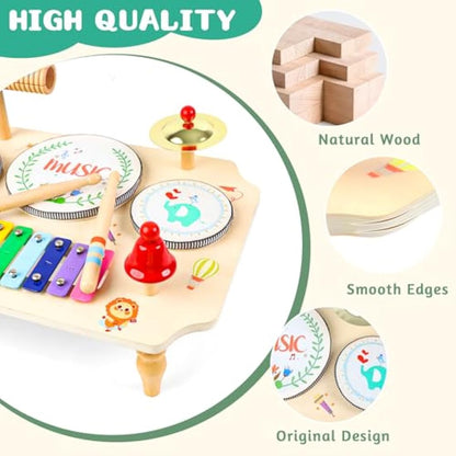 XIAPIA Kids Drum Kit, Baby Drum Musical Instruments Toys for 1 Year Old, Toddler Drum Set with Xylophone for Kids, Percussion Musical Instruments Toys Birthday Gifts for Children Boys and Girls