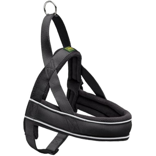 Hunter Racing Norwegian harness for dogs, nylon, reflective, coat-friendly, Black, L