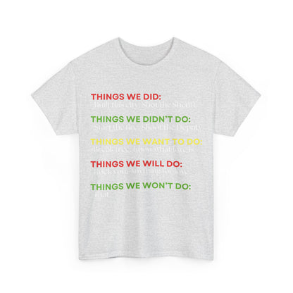 Rock Anthems Tribute Unisex Cotton T-Shirt Graphic Tee featuring bold text in eye-catching colours, showcasing iconic rock anthem phrases set on soft, breathable fabric.