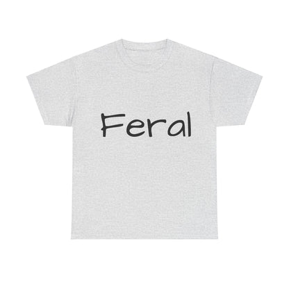 Feral Graphic Unisex T-Shirt in heather grey featuring chic artistic writing. This luxurious piece is designed for those who appreciate comfort and unique style.