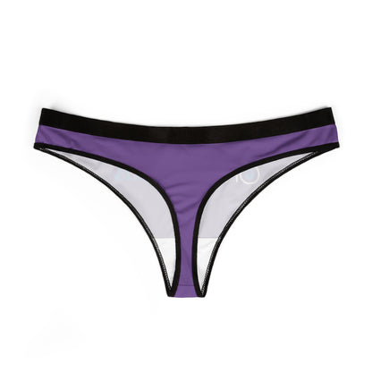 Elegant purple thong underwear, showcasing a chic design with a black waistband, perfect for both casual lounging and special occasions.
