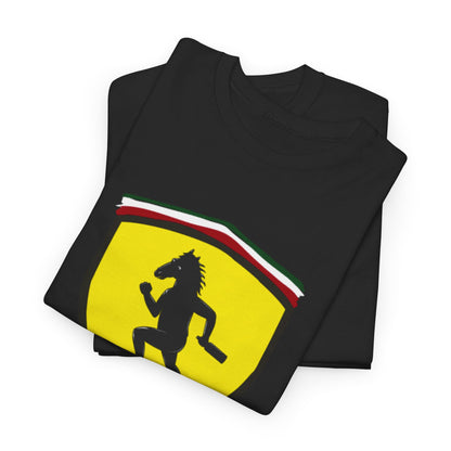 BoJack Horseman Unisex Men Women Graphic Funny T Shirt Tee Urban featuring a bold yellow shield design with a silhouette of a character in motion, embodying the playful essence of the beloved animated series.