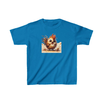 Child's Unisex Cartoon Bird Graphic Cotton Tee in vibrant blue, featuring a charming bird illustration for stylish young gamers.