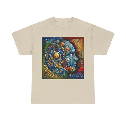 Stained Glass Dreams Unisex T-Shirt in beige, elegantly showcasing an abstract artistic representation, ideal for those who appreciate unique fashion.