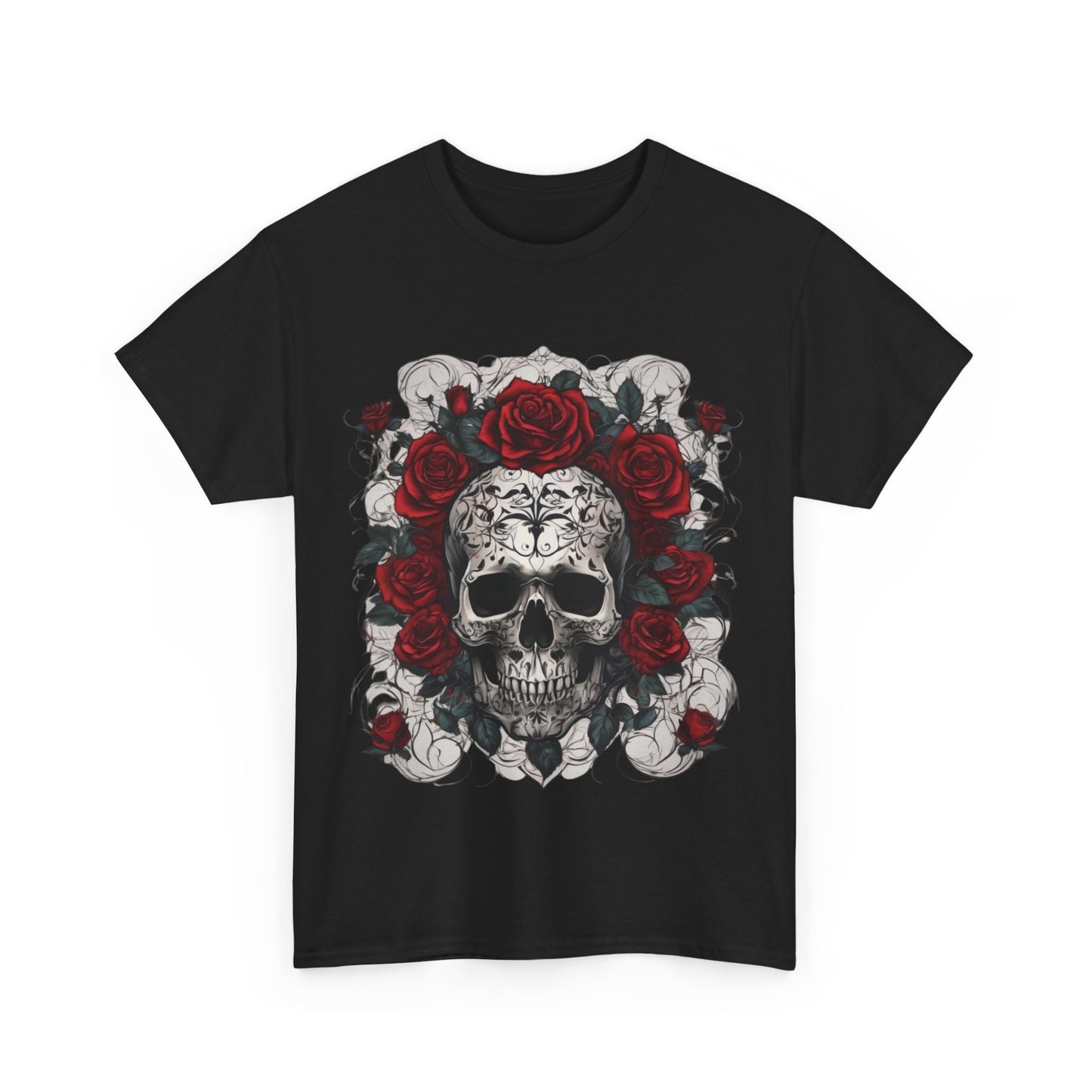 Skulls and Roses Cotton Tee, Unisex Graphic Shirt,