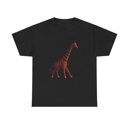 Stylish Unisex Giraffe Graphic Tee in black featuring an artistic design of an intricate giraffe silhouette.