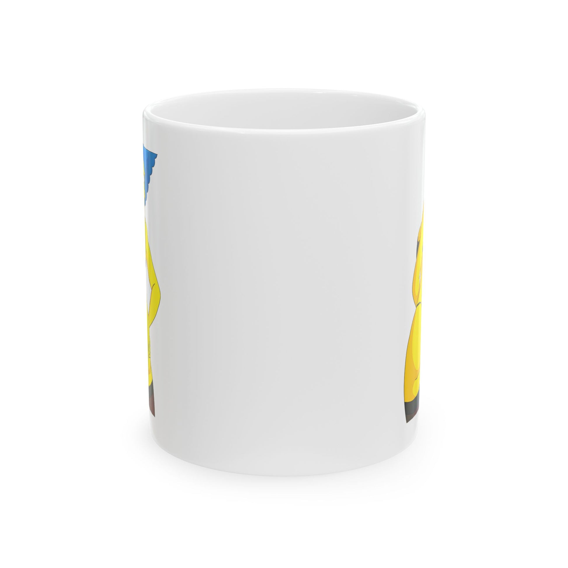 Marge Simpson Curvaceous Charm Ceramic Mug showcasing Marge in a playful pose with her hands on her hips, perfect for adding a cheeky twist to your coffee breaks!