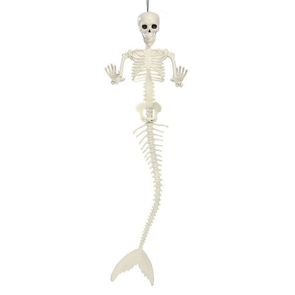Chic Halloween Skull Fish-skeleton Hanger featuring a delicate fish skeleton design with finely detailed skull and tail, perfect for upscale Halloween decor.