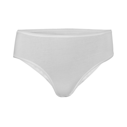 Artistic view of luxury organic cotton briefs featuring a stylish logo transfer print, perfect for eco-conscious consumers.
