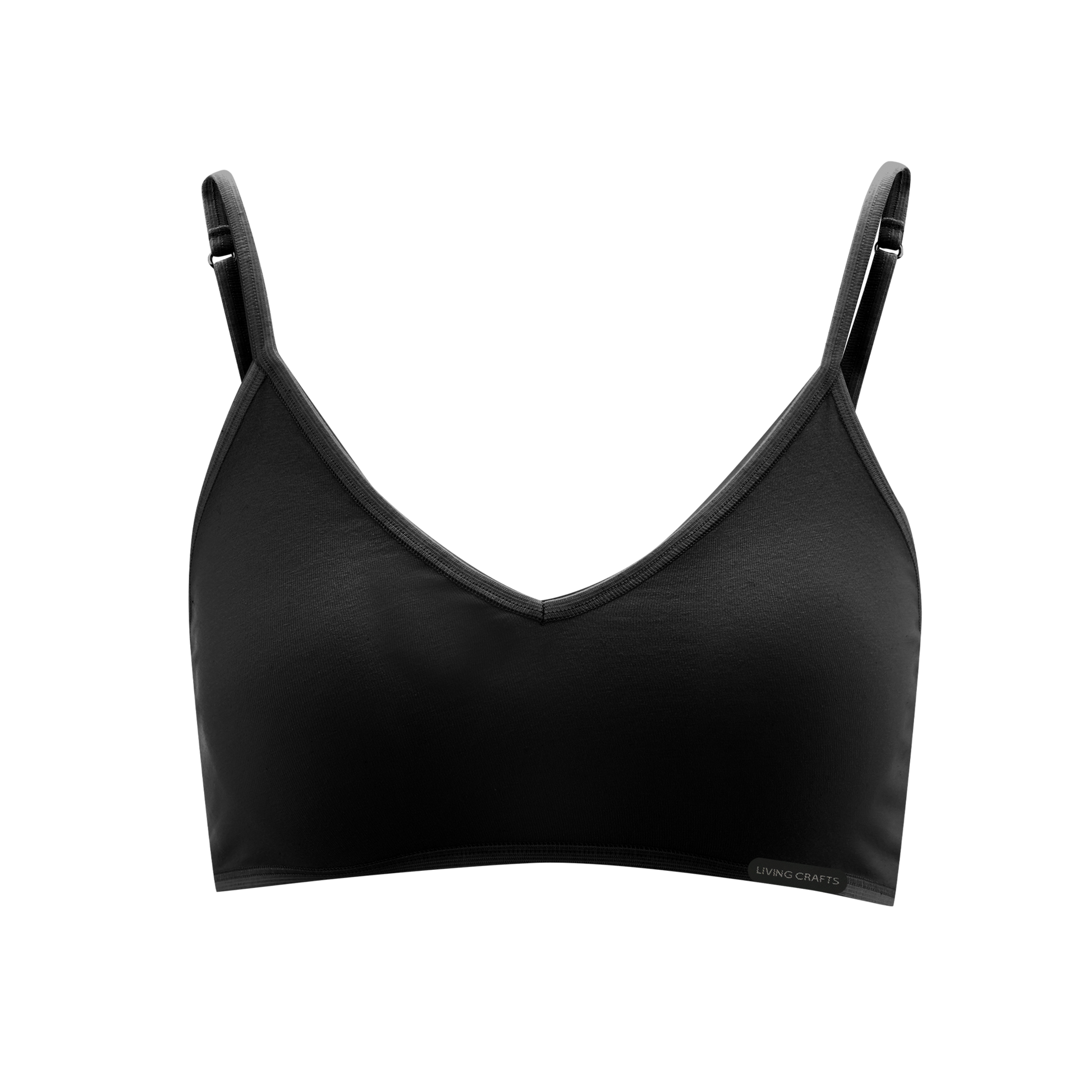 Close-up of Luxury Organic Cotton Spaghetti Strap Bralette fabric, highlighting the soft texture and high-quality organic cotton for a delicate feel.
