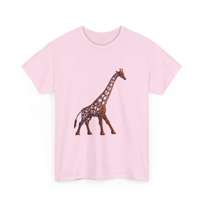 Stylish Unisex Giraffe Graphic Tee featuring a stunning giraffe graphic on a pink cotton t-shirt, blending art and fashion for a unique look.