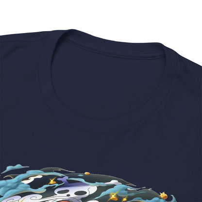 Close-up view of the luxurious Epic 1 Piece Adventure Men's T-Shirt collar, highlighting the premium fabric quality and exquisite graphic detail of the anime-inspired artwork.