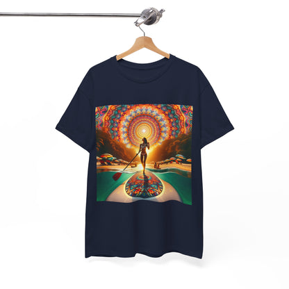 Luxurious fabric of the Delightfull Paddle Board T-Shirt showcased by Dazzling Dreams Studio, perfect for paddleboarding lovers who value comfort and style.
