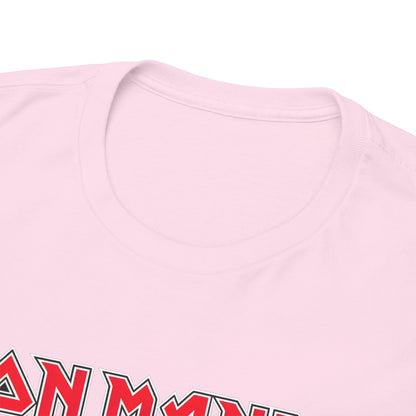 Close-up view of the Iron Mando Graphic Tee collar, highlighting the quality fabric and luxurious feel, designed for ultimate comfort.