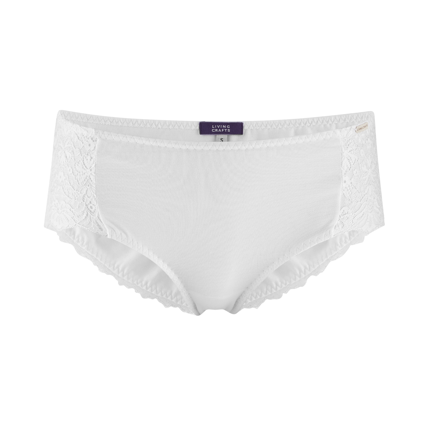Luxury Organic Lace Trim Briefs featuring delicate lace at the rear leg and a fine elasticated waistband, designed for comfort and style - One Size Fits Most by Earth Wardrobe.