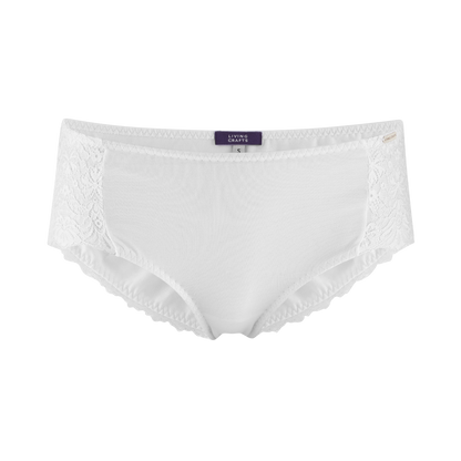 Luxury Organic Lace Trim Briefs featuring delicate lace at the rear leg and a fine elasticated waistband, designed for comfort and style - One Size Fits Most by Earth Wardrobe.