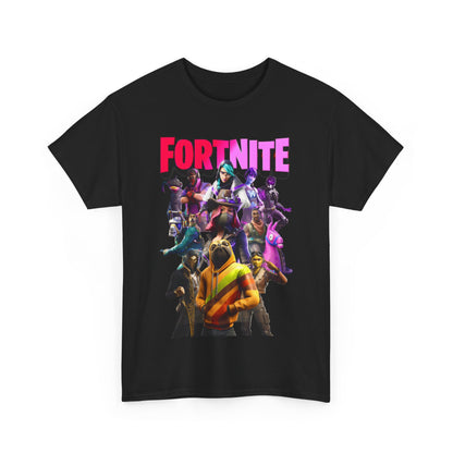 Stylish black Fortnite Squad Drip T-Shirt, prominently displaying bold lettering and vivid character graphics, a perfect choice for gamers seeking fashion.