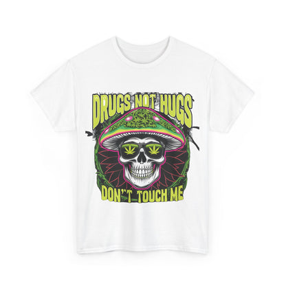 Front view of the 420 Cannabis Marijuana Graphic T-Shirt featuring a bold graphic design with a skull, mushroom, and playful text, perfect for making a stylish statement.