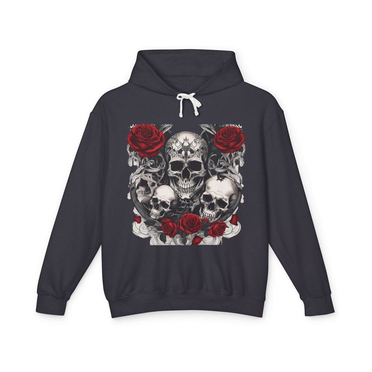 Unisex Lightweight Hooded Sweatshirt unique designer skull and roses