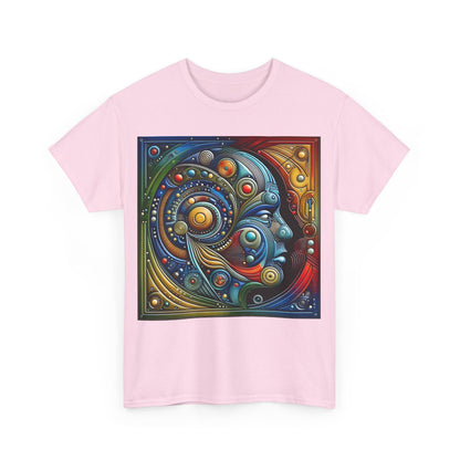 Artistic Stained Glass Dreams Unisex T-Shirt - front view displaying a vibrant and intricate graphic design, embodying creativity and style.