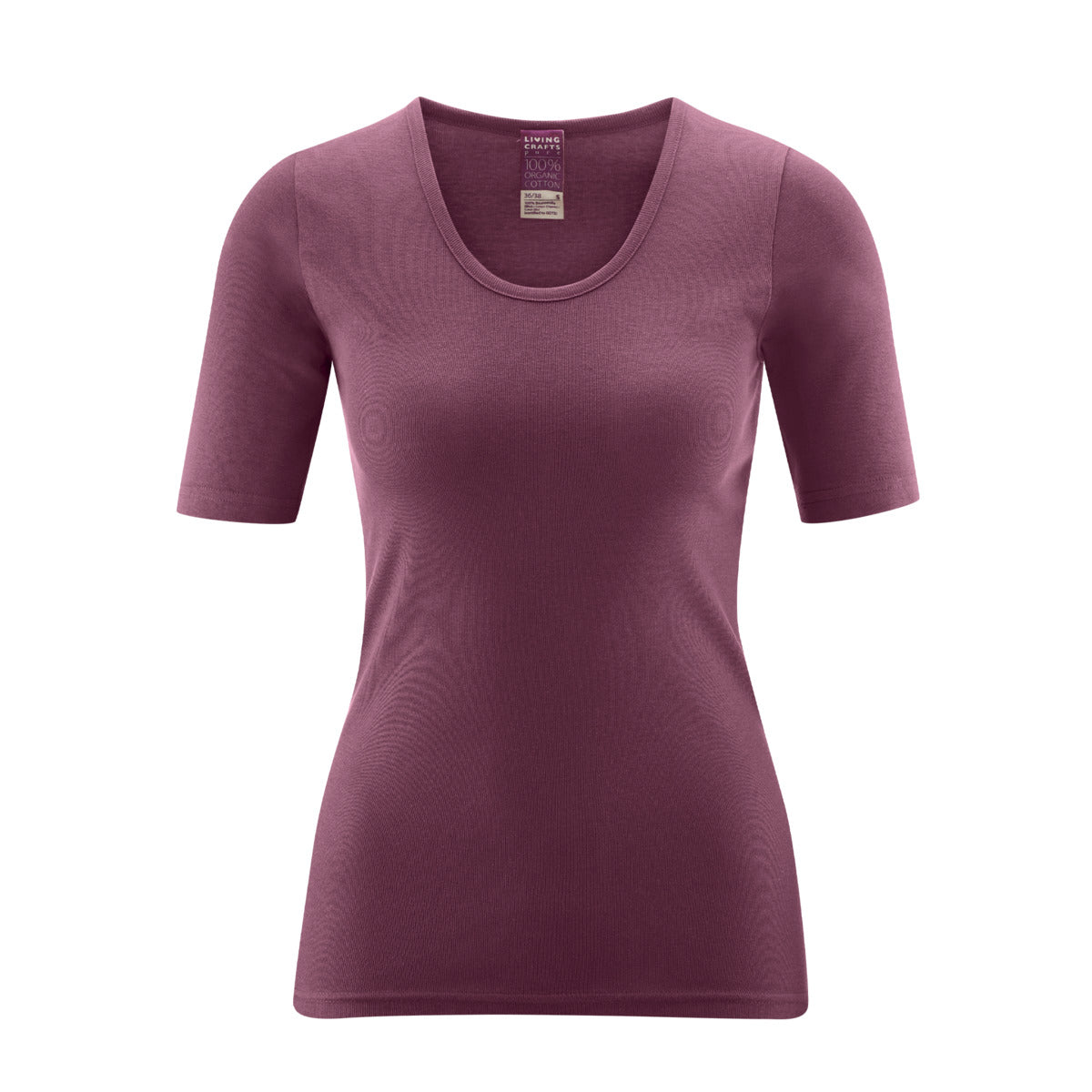Luxury organic cotton women's base layer t-shirt showcasing a soft, seamless design for ultimate comfort and a flattering fit.