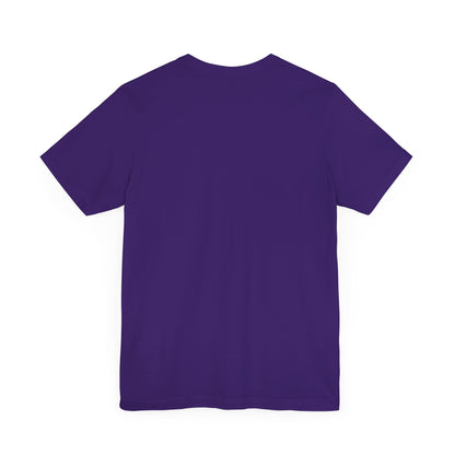 Back view of the Sabrina Carpenter Inspired Unisex Short Sleeve Tee in vibrant purple, highlighting its elegant fit.