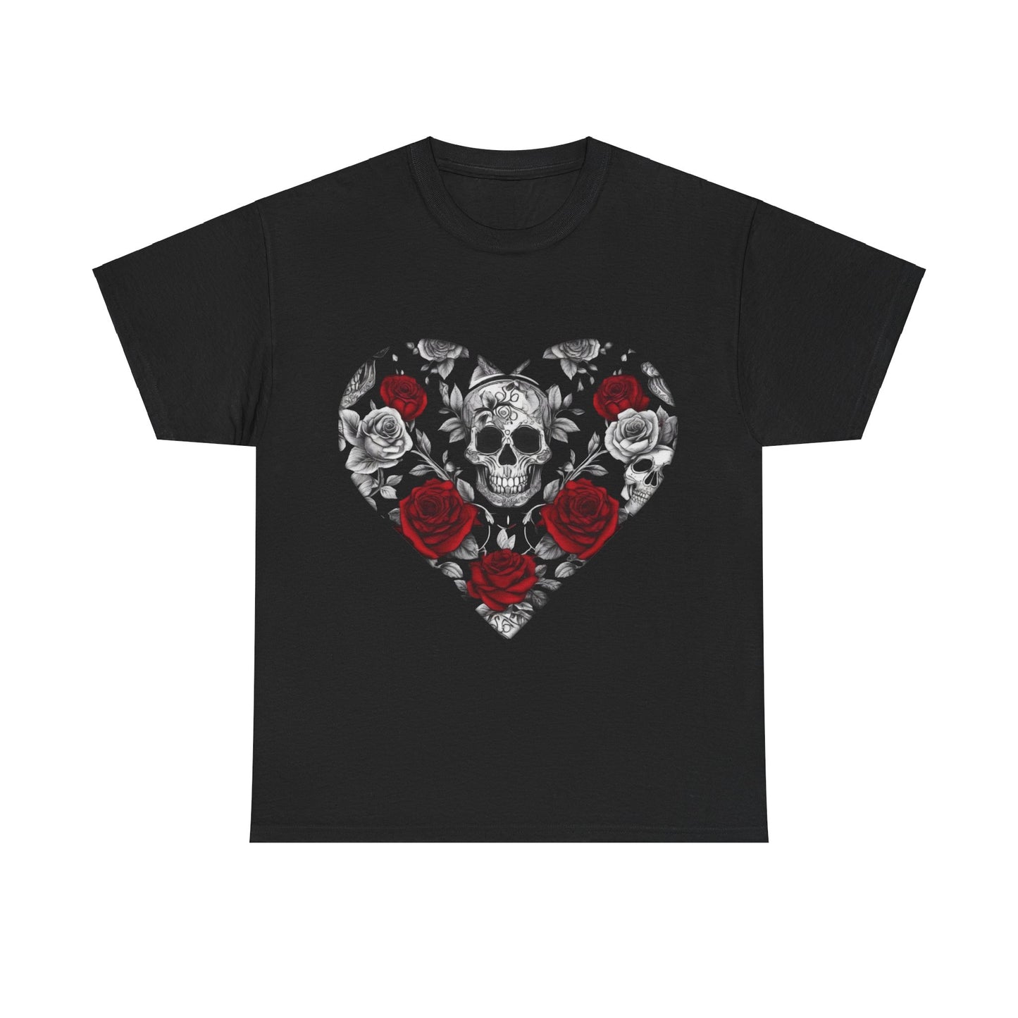 Skulls and Roses Cotton Tee, Unisex Graphic Shirt, 7 color choice