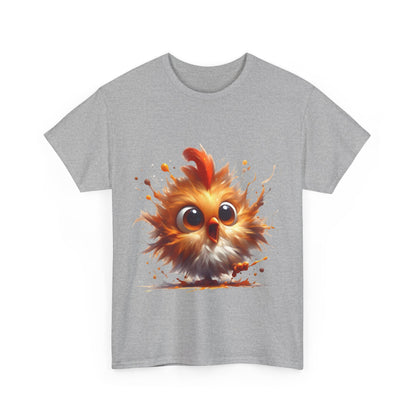 Explosive Joy Tee - Cartoon Bird Edition in grey with a vibrant bird design, ideal for those who appreciate playful, high-quality fashion.