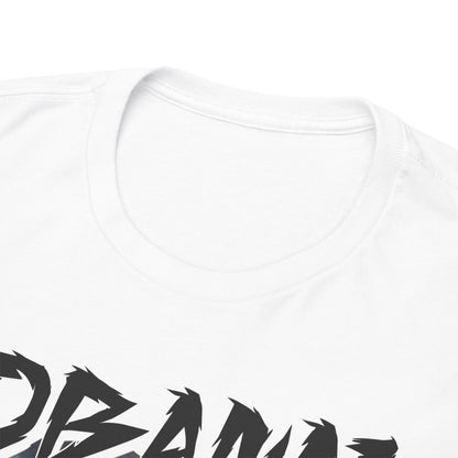 Close-up view of the pristine collar of the Obanai Iguro T-shirt, highlighting premium quality fabric and craftsmanship.