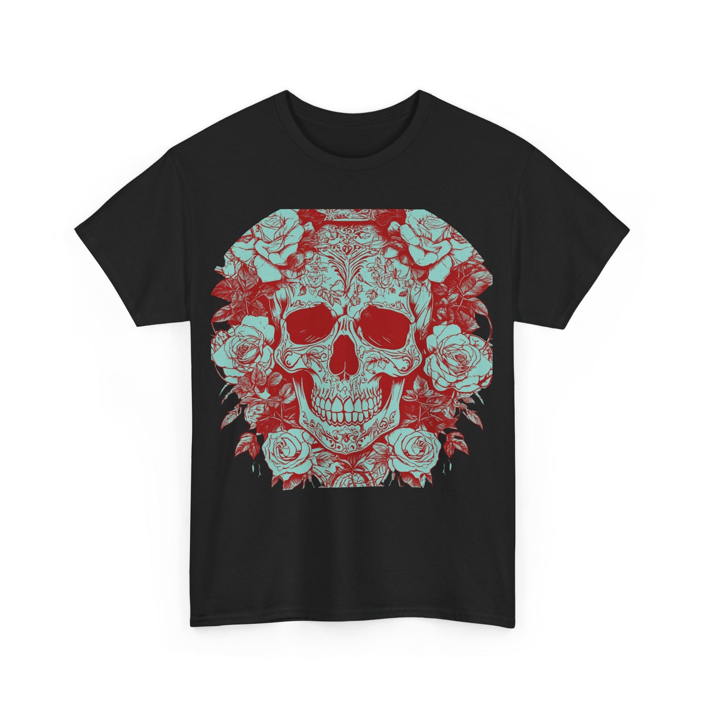 Skulls and Roses Cotton Tee, Unisex Graphic Shirt, 7 color choice