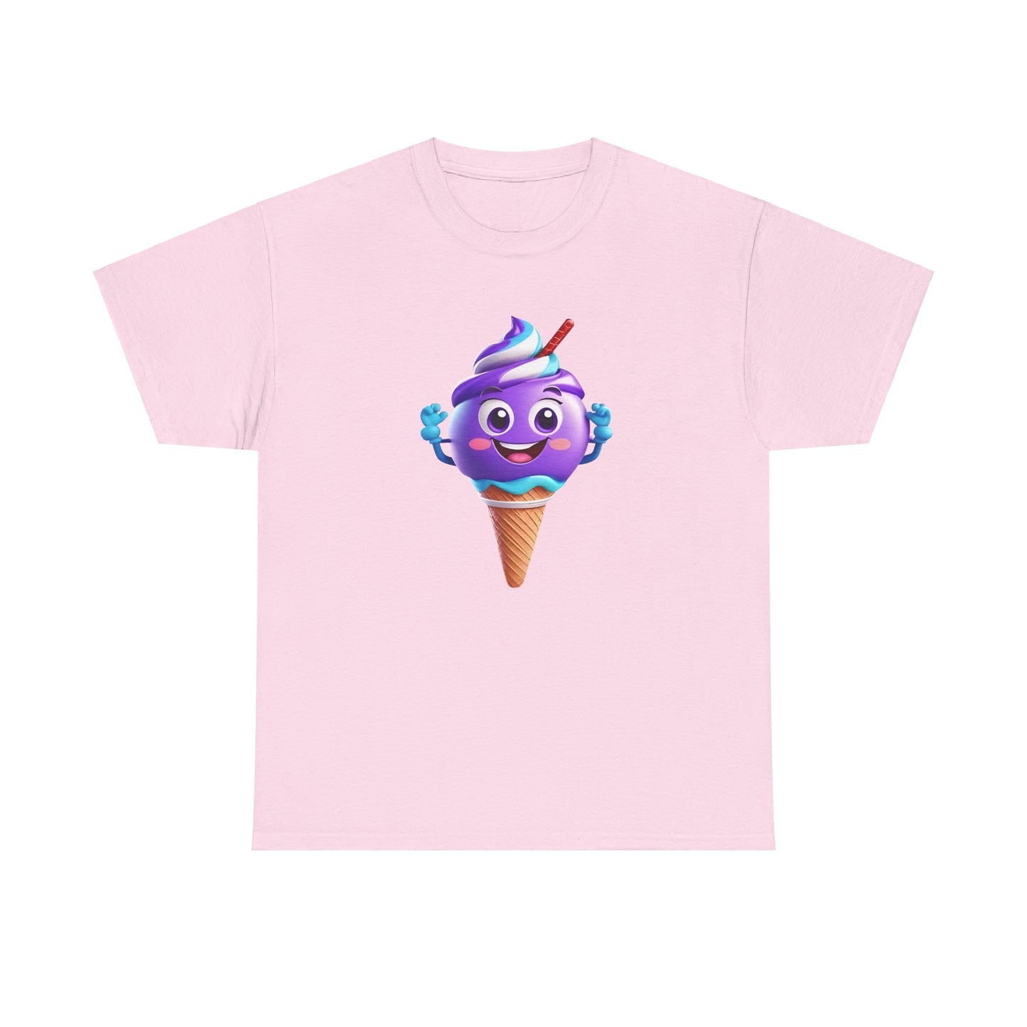 Scoop of Joy: Cartoon Ice Cream Cone Character Tee Unisex Cotton Graphic T Shirt