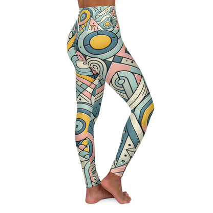 Chic and versatile Pastel Geometry Leggings by Dazzling Dreams Studio, designed for both workouts and casual outings with an artistic pastel geometric style.